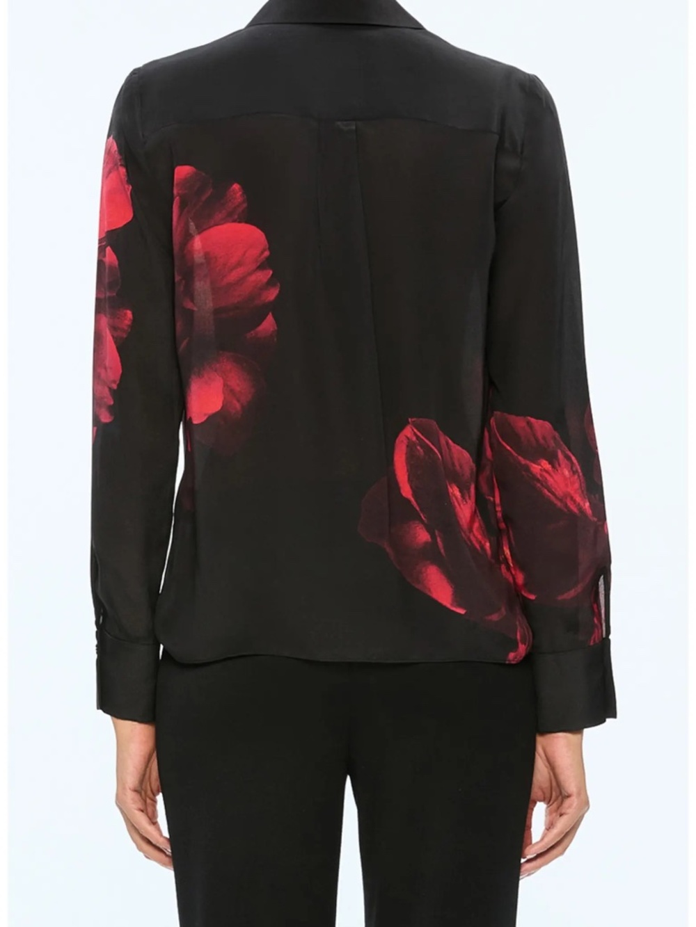 Alice + Olivia Brady Slim Peony Floral Silk Blouse size S - Picture 4 of 13